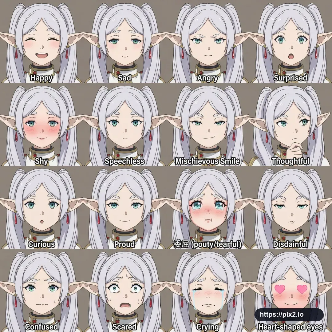Sixteen-Expression Anime Character Sheet