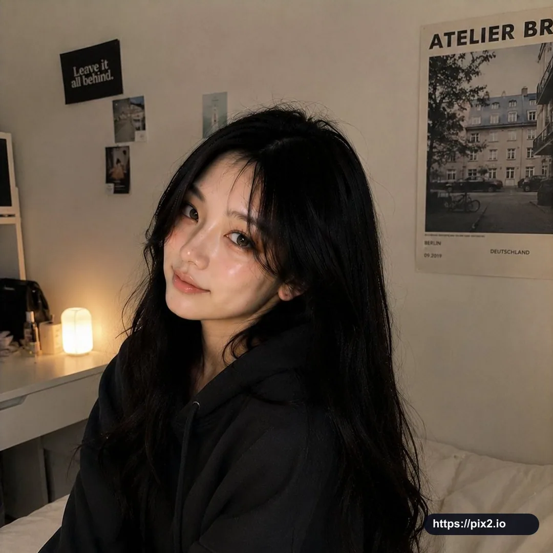 Cozy Bedroom Korean Girl Portrait