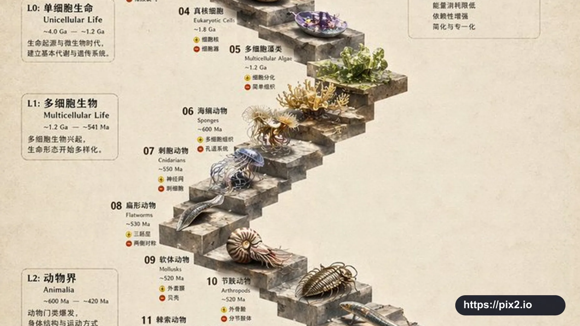 3D Stone Staircase Evolution Infographic