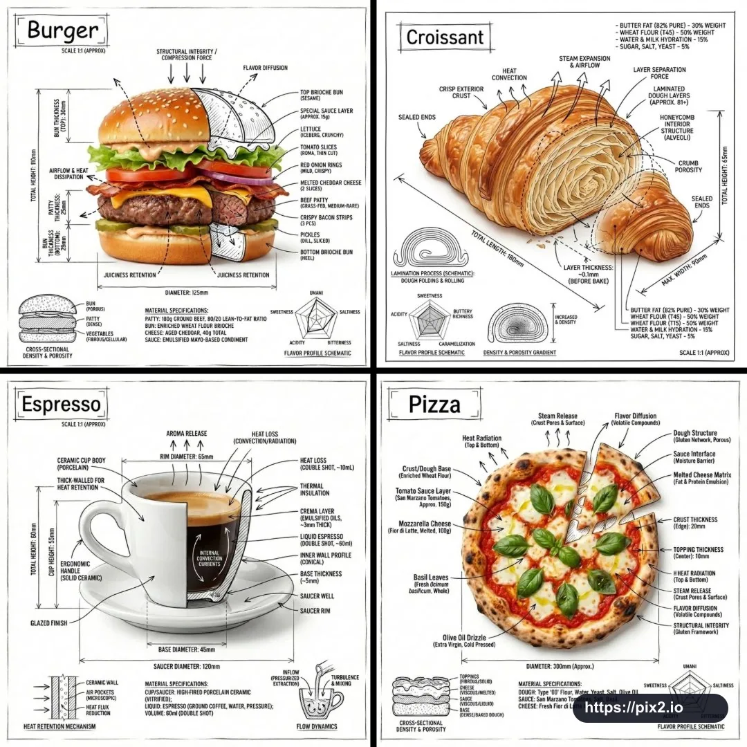 Technical Food Annotation Infographic