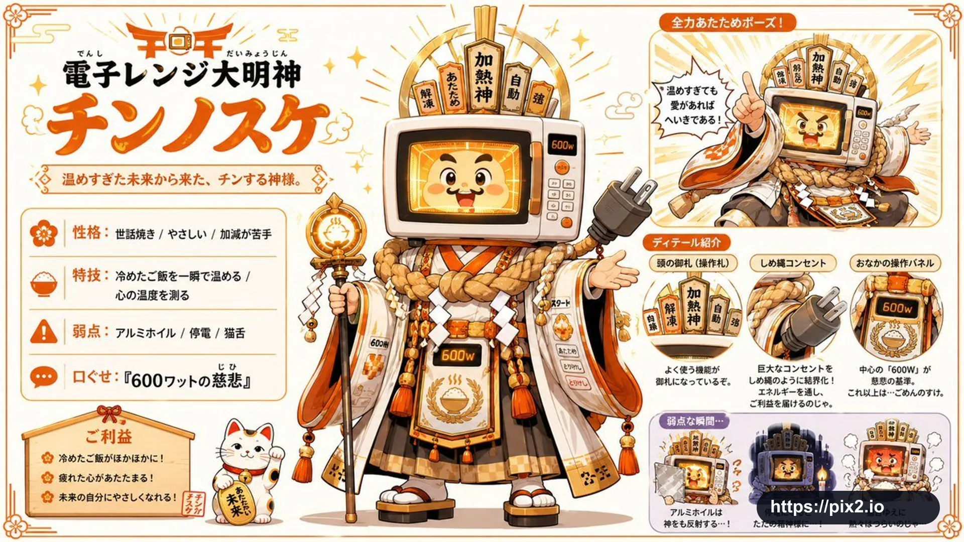 Microwave Deity Mascot Character Poster