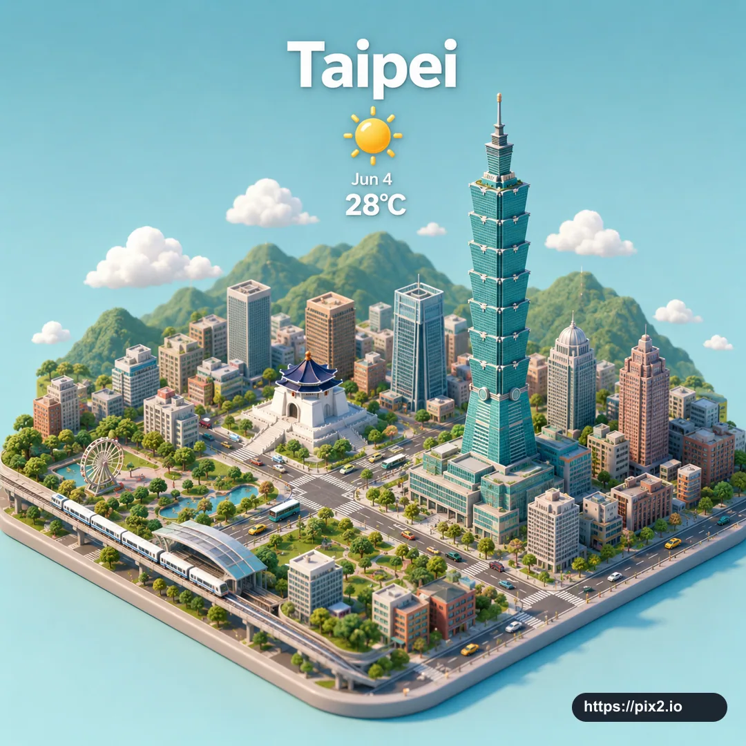 Isometric 3D City Weather Scene
