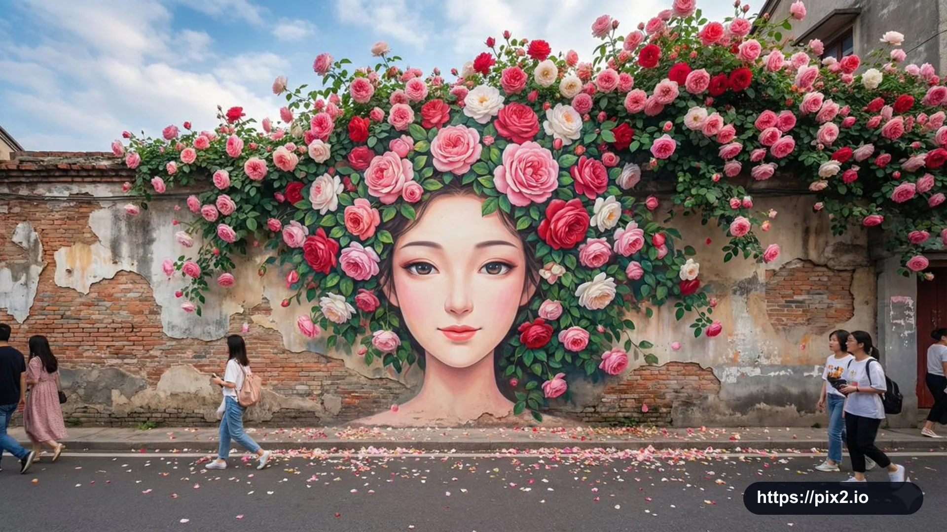 Floral Street Mural Portrait