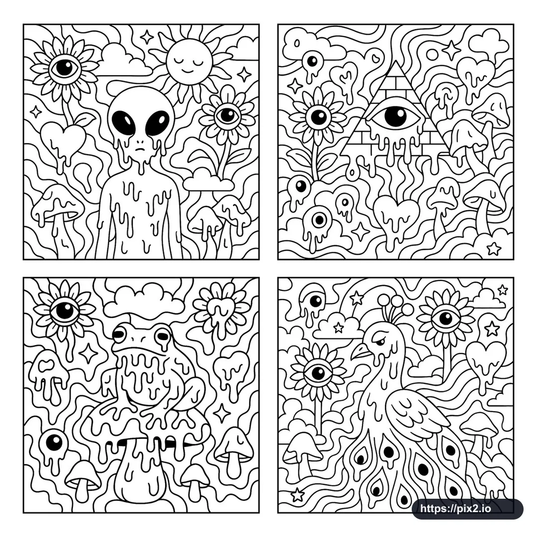 Surreal Melting Coloring Page