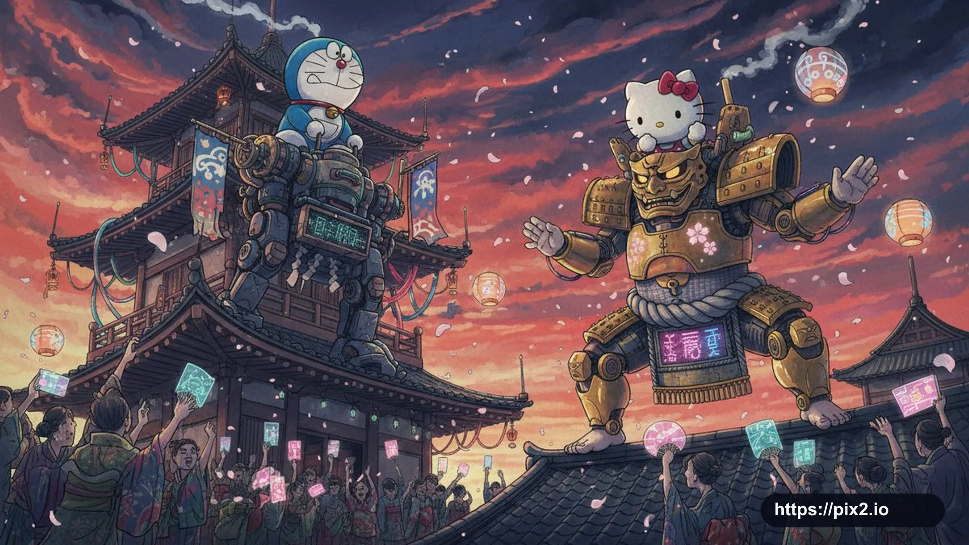 Surreal Edo Futurist Ink Duel