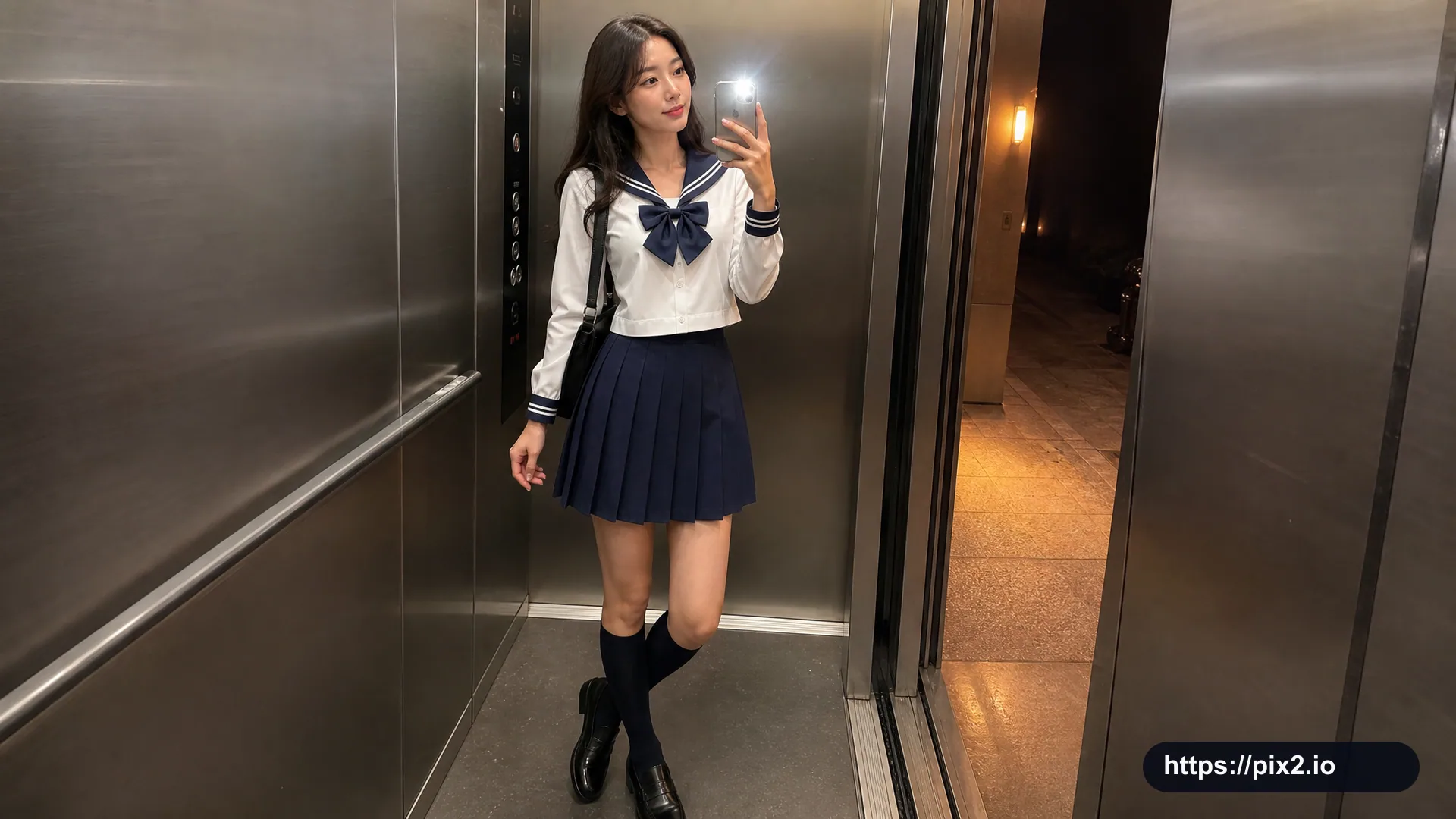 Apartment Elevator Selfie Portrait