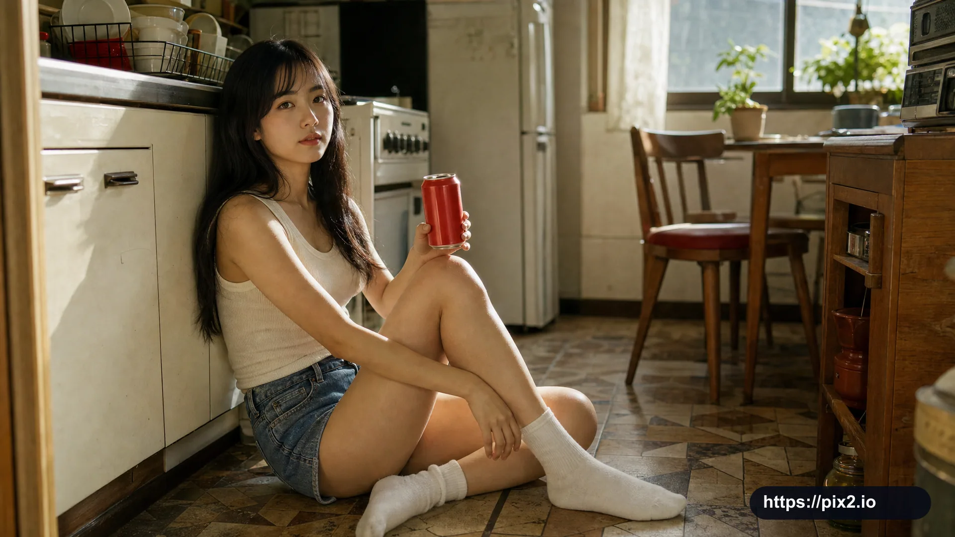 Retro Kitchen Drink Portrait