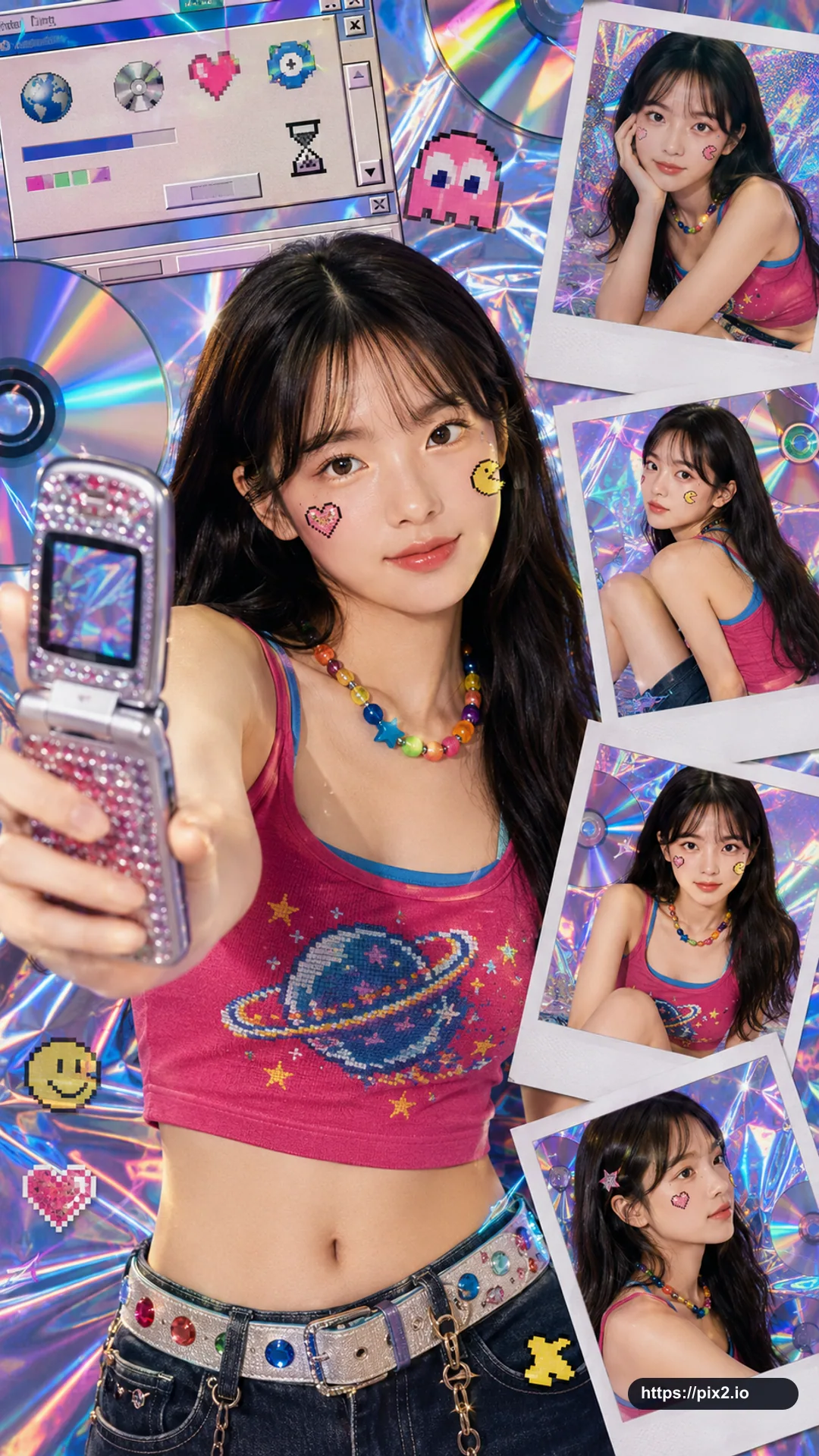 Y2K Pixel Pop Portrait Collage